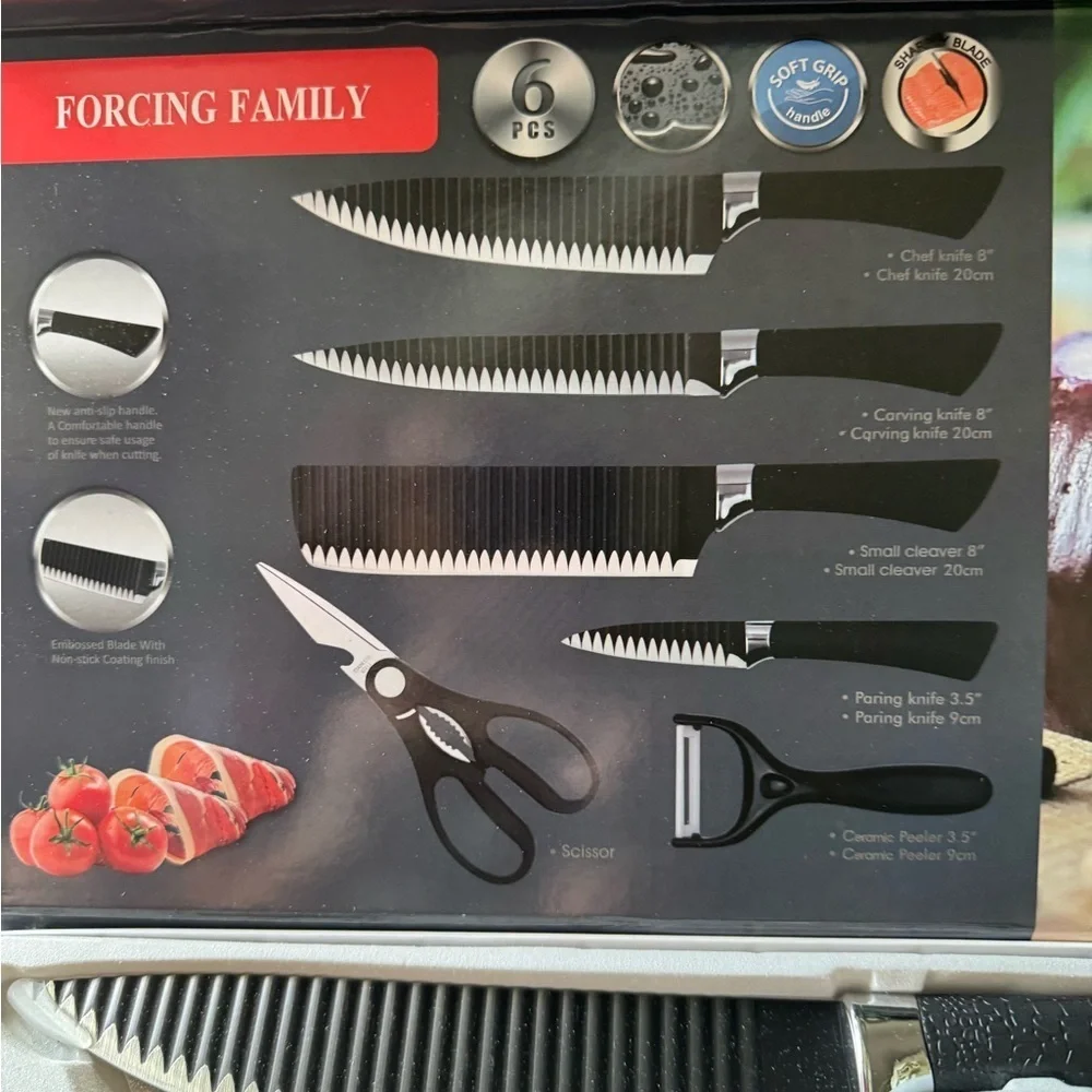 NWT 6 pc Black Knife Set
